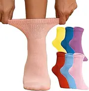 Special Essentials 6 Pairs Women's Non-Binding Diabetic & Circulator Ankle Socks - Comfortably Soft, Moisture-Wicking Cotton