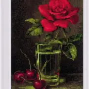 BlossomBlend Cross Stitch Kit - 2123 Rose & Sweet Cherry: A Delightful Tapestry