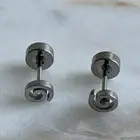 Flatback spiral stud earrings stainless steel silver hypoallergenic comfortable