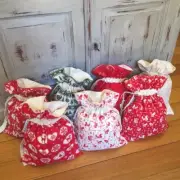 Santa Sack, Small Gift Bag 35cm x 25cm, With Name Tag, Kris Kringle Sack Lined