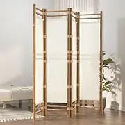 Bedroom Panel Folding 4-Panel Room Divider 160 cm Bamboo and Canvas