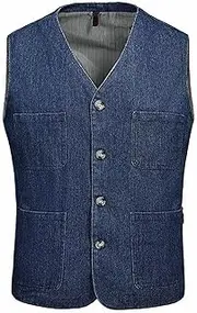 [QtthZZr] Men's Denim Vest Spring Autumn Outdoor Casual Vest Sleeveless Multi-Pocket Waistcoat Multifunctional Utility Vest