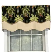 RLF Home Shadow Gimp Trim Palm Glory Valance 3" Rod Pocket 50" x 16" Ebony Black