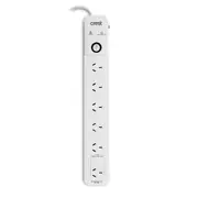 Crest 6-Socket 1.2m Power Board Outlet Strip w/ 1 Switch Surge Protected White