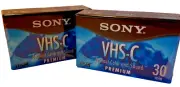 Lot of 2 SONY VHS-C Video Premium Cassette Tape Blue Pack