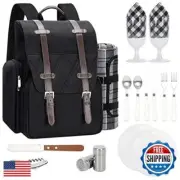Picnic Backpack for 2 Person with Large Insulated Cooler Bag, Picnic Basket S