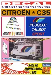 DECAL CITROEN C35 PEUGEOT TALBOT SPORT RALLY MONTECARLO 1985 (09)