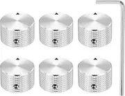 sourcing map 6 Pcs Aluminium Potentiometer Knobs, 1/4" (6mm) Universal Volume Tone Control Knobs for Guitar, Bass, Grid 5/8" Silver