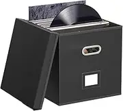 Record Storage Box, Vinyl Record Storage, Stackable LP Organizer, Protective Lid, Space Efficient Design, 12x12x12in, For Student, Friends, Family, Collection, Display, Moving, Studio, Travel