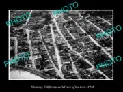 OLD POSTCARD SIZE PHOTO MONTEREY CALIFORNIA, AERIAL VIEW OF THE TOWN c1940 1