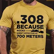 Men's Graphic Slogan Gun T shirt Short Sleeve T shirt 3D Print Crew Neck Shirt Retro Vintage Casual Street Style Sports Outdoor Holiday Going out Black Yellow
