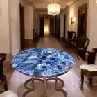 24" Elegant Blue Agate Stone Table with Polished Finish Exquisite Hallway Decors