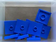 LEGO Parts - Blue Plate 2 x 2 and 1 Stud in Center (Jumper) - No 87580 - QTY 10