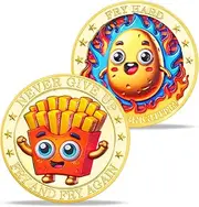 Fry Hard Potato Inspirational Challenge Coin, Funny Motivational Challenge Coin, Encourage Employe Appreciation Coin Gift for Staffs Coworkers Employees Friends