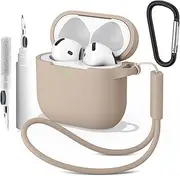 Leonids for Apple AirPods 4 Case, Soft Silicone Case with Cleaner Kit & Key Chain & Lanyard for Apple Airpods 4 2024 (Not for Airpods 3rd/2nd/1th) (Milk Tea)