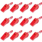 Fya 12PCS Red Emergency Whistle with Lanyard, Super Loud Plastic Whistles Bul...