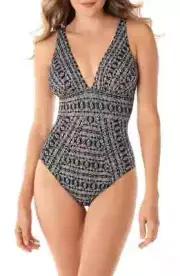 Miraclesuit L117702 Incan Treasure Odyssey One-Piece Swimsuit Size 10