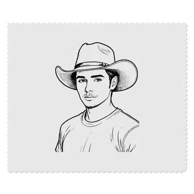 2 x 'Man In Cowboy Hat' Microfibre Lens / Glasses Cleaning Cloths (LC00027982)