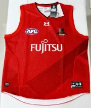 2022 AFL Under Armour Essendon Bombers Authentic Red Training Guernsey MED BNWT