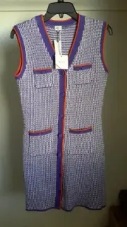 Anthropologie KULE The Virginie Size S Knit Dress Purple Button Front NWT