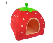 Strawberry Dog Puppy Cats Indoor Foldable Soft Warm Bed Pet House Kennel Tent-Red L