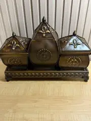 Metal Keeper Canister Set Of 3 With Tray New In Box