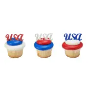 Patriotic Cake Toppers USA Cupcake Toppers One Dozen