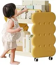 Rolling Bookshelf with Wheels, Children's Moveable Storage Rack, Adjustable Book Organizer Shelf, Space-Saving Design, Multi-Use Storage, 55x35x65cm Perfect for Kids Small Or Crowded Rooms