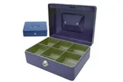 200mm Portable Sturdy Metal Cash Money Box No.8 Organiser Coins tray key lock