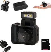Tiny Nostalgic Camera, 2025 New Tiny Nostalgia Cam, 1080p HD Mini Keychain Camera,with 90° Flip Flash,with 64GB SD Card Six Filters,1.44 in HD Screen,Tiny Nostalgic Camera (Black 32G)