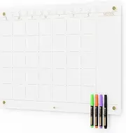 Glass Golden Monthly Dry Erase Calendar Whiteboard for Wall, 58.5x43cm, Frameless Large Monthly Planner Menu White Board for Home Kitchen, Office, 4 Markers Included, Yeoux