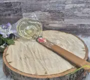 Vintage Bamboo Handled Mesh Brass Fryer Strainer Skimmer Basket Bowl Ladle