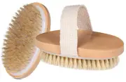 Dry Body Brush 2 Pack Natural Bristle for Dry Skin - Exfoliator Scrubber - We...