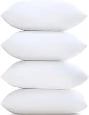 Throw Pillows Inserts 40 x 40 cm(Pack of 4, White), Premium Lightweight Down Alternative Polyester Pillows, Indoor Decorative Pillows for Bed, Couch, and Cushion