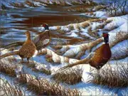 Pheasant Tile Backsplash Kendrick Ceramic Bird Lodge Art Mural POV-LKA013