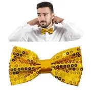 Sequin Bow Ties for Men/Big Boys Pre-tied Adjustable Shiny Bow Tie Yellow