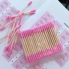 100PCS Disposable Cotton Swab Cute Pink Double Head Cotton Stick Makeup Remover