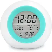 TooTa Kids Digital Alarm Clock, 7 Color Night Light, Snooze, Temperature Detect for Toddler, Children Boys and Girls, Students to Wake up at Bedroom, Bedside, Batteries Operated