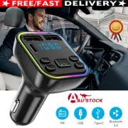 Car FM Transmitter Bluetooth Radio MP3 Player Music RGB Light Charger Kit USB JC