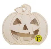 MAKE MARKET, DIY WOOD LIGHT UP HALLOWEEN PUMPKIN, DIA DE LOS MUERTOS, 7 X 6 IN