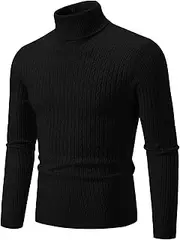 [Qolkmuiy-GJ] Mens High Neck Raglan Sleeve Pullover Casual Long Sleeve Mock Turtleneck Waffle Textured Knitted Sweaters