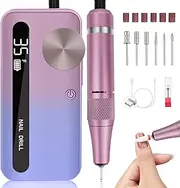 XIULIUU Electric Nail Drill Professional, 40000RPM Nail Drill Kit for Acrylic Gel Nails Tools, Rechargeable Portable Nail File Manicure Pedicure Kit for Women Nails Tools (Gradient)