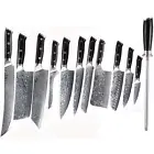 12Pcs TURWHO Chef Knives Damascus Steel Kitchen Slicing Knife Sharpening Rod Set