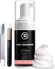 Eyelash Foam Cleanser Peach Scent Kit | Lash shampoo 60ml + Brush + Mascara Wand | Last Long, Cruelty Free, Alcohol Free | Perfect For Salon & Home Use