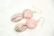 Rhodochrosite Pink Oval & Coin Gemstone .925 Sterling Silver Earrings 1 3/4"