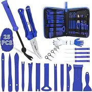Auto Trim Removal Tool Kit, Wetado Car Panel Door Audio Trim Removal Tool Kit, 25 Pack Fastener Remover Pry Tool Set with Storage Bag for Removal of Car Door Clip Panels Fasteners (Blue)