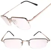 Semi Rimless Classic Retro 80s Look Gold Rectangle Bifocal 1.75 Reading Glasses