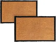Nicola Spring Coir Door Mats - 120 x 75cm - Black Border - Pack of 2 - Indoor & Outdoor Non Slip Rug Front Door Welcome Mat Rectangular Floor Mat for Home Entryways