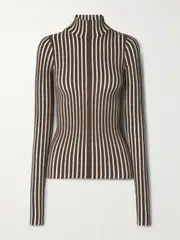 [INTERIOR] INTERIOR - The Ridley Ribbed Cotton-blend Turtleneck Sweater - Brown - x small x small Brown