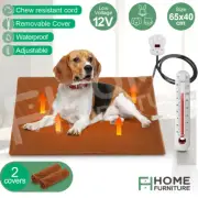 Petscene 65x40cm Pet Heating Pad Dog Cat Electric Heated Mat Blanket Bed Brown